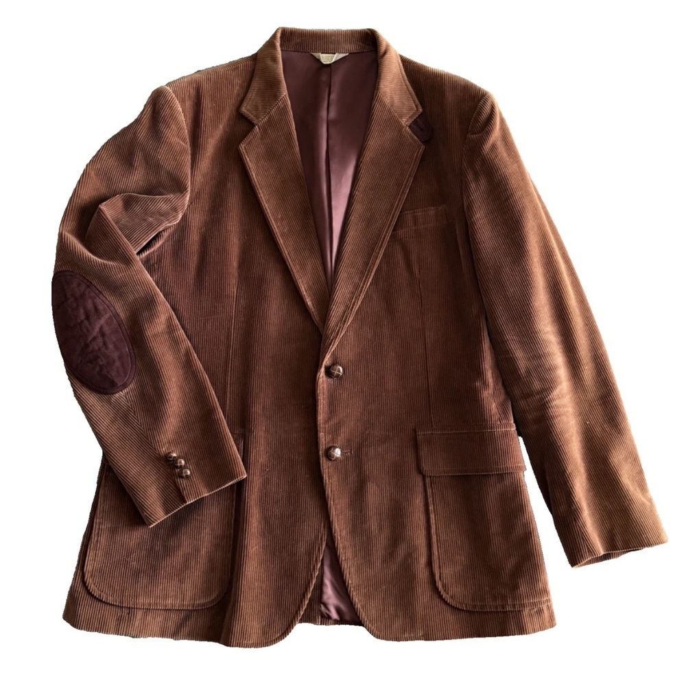 Cambridge Classics Mervyns Corduroy Blazer Elbow Patch Men's 44L Chin Button VTG - Picture 2 of 16